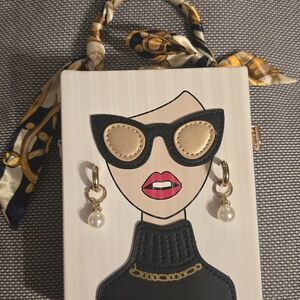 Chic Box Clutch with Fashion Illustration
